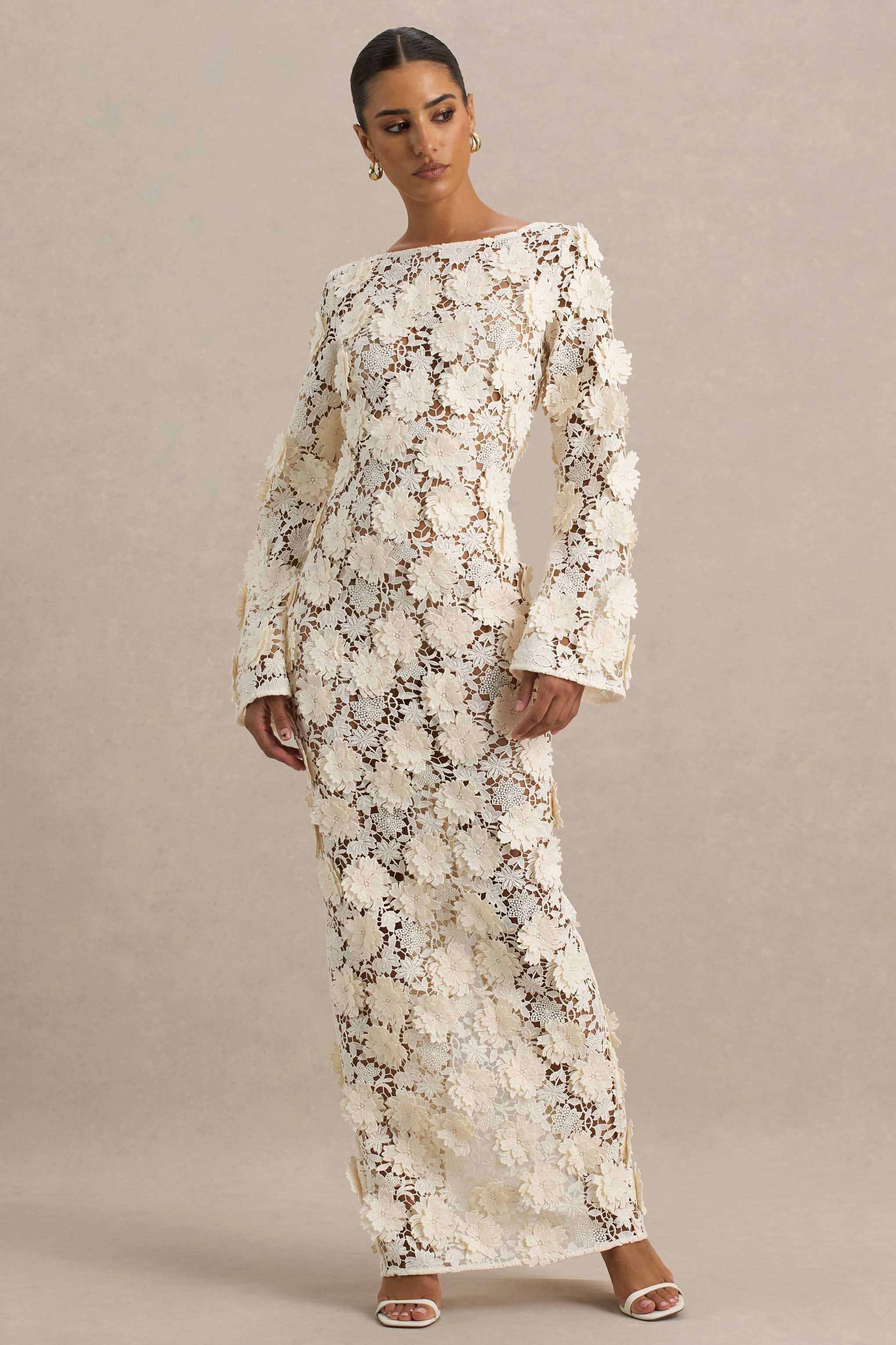 Viper | Cream Lace Long-Sleeve Maxi Dress