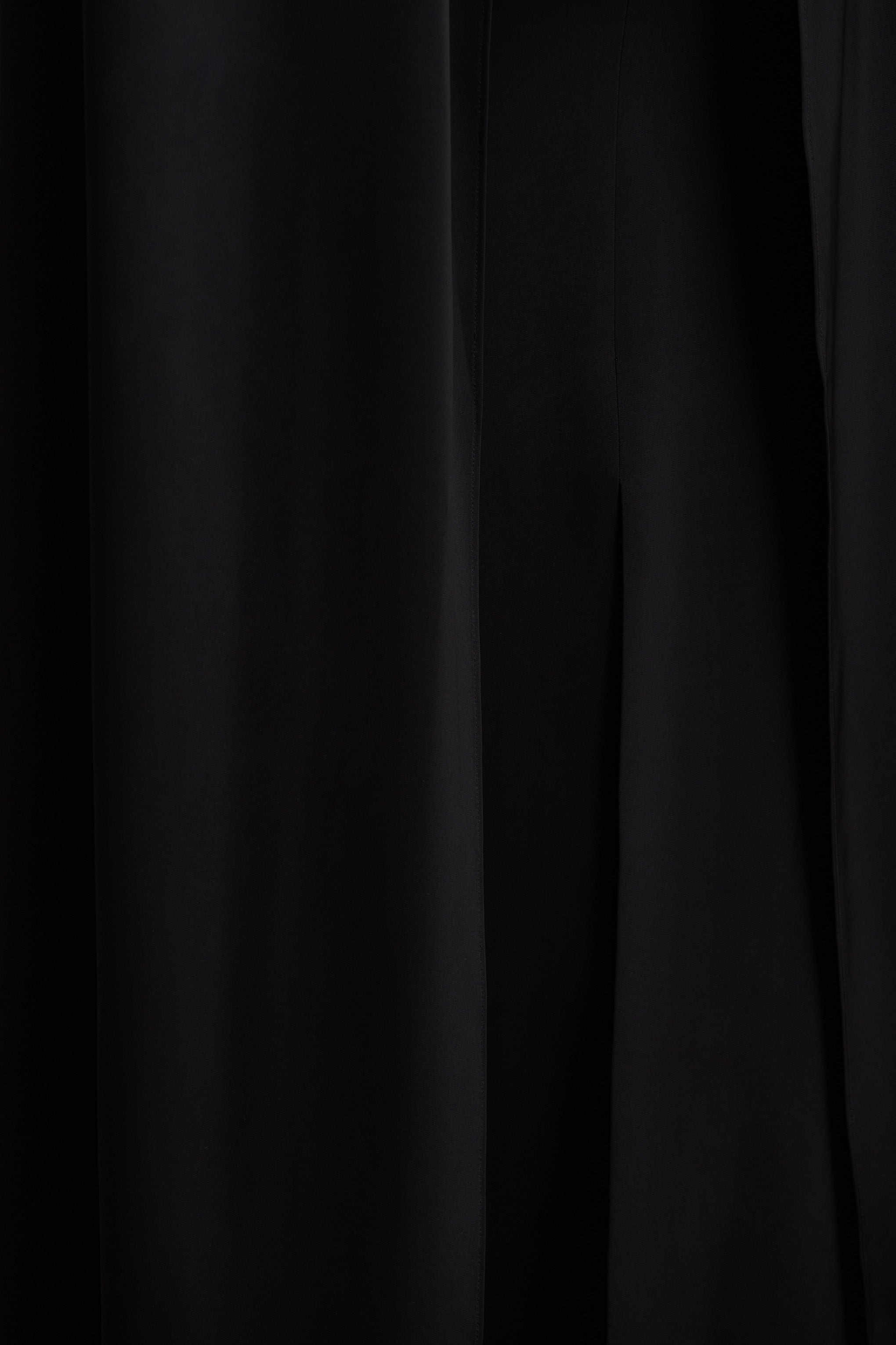 Wren | Black Satin Plunge-Neck Maxi Dress With Cape Sleeves