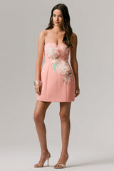 Lulu | Coral Sweetheart Embroidered Mini Dress