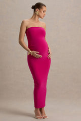 Juniper | Hot Pink Strapless Maternity Maxi Dress