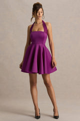 Peggy | Mulberry Halter-Neck Skater Mini Dress