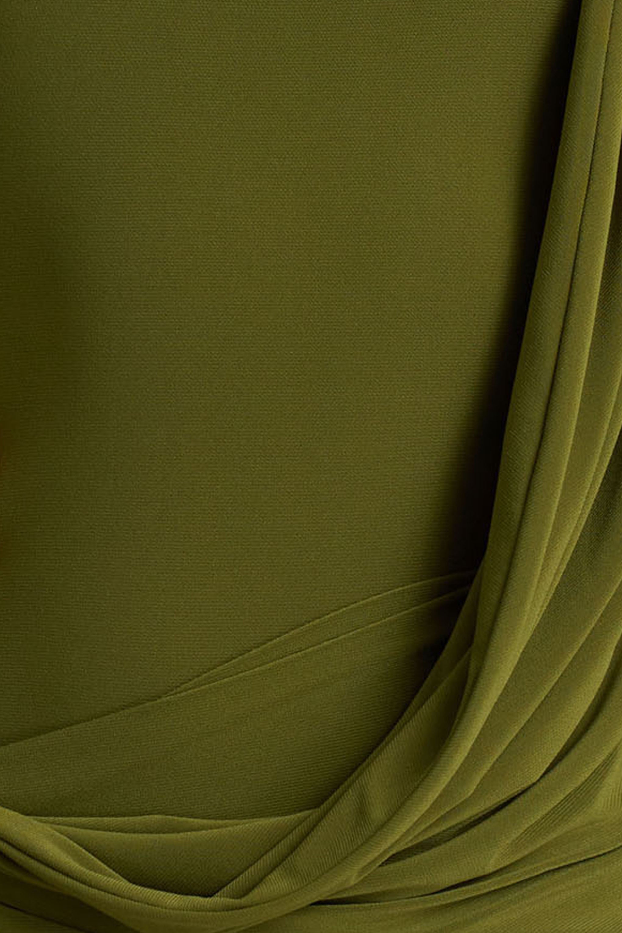 Melissa | Olive Long-Sleeve Wrap Maxi Dress With Draped Detailing