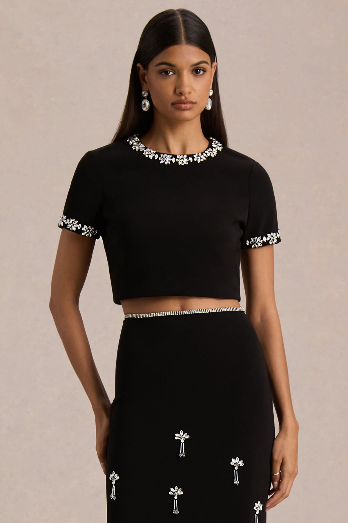 Salma | Black Hand-Embellished Top