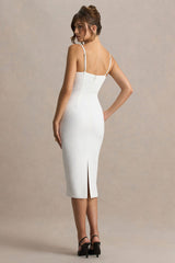 Baylor | White Midi-Dress With Removable Cape
