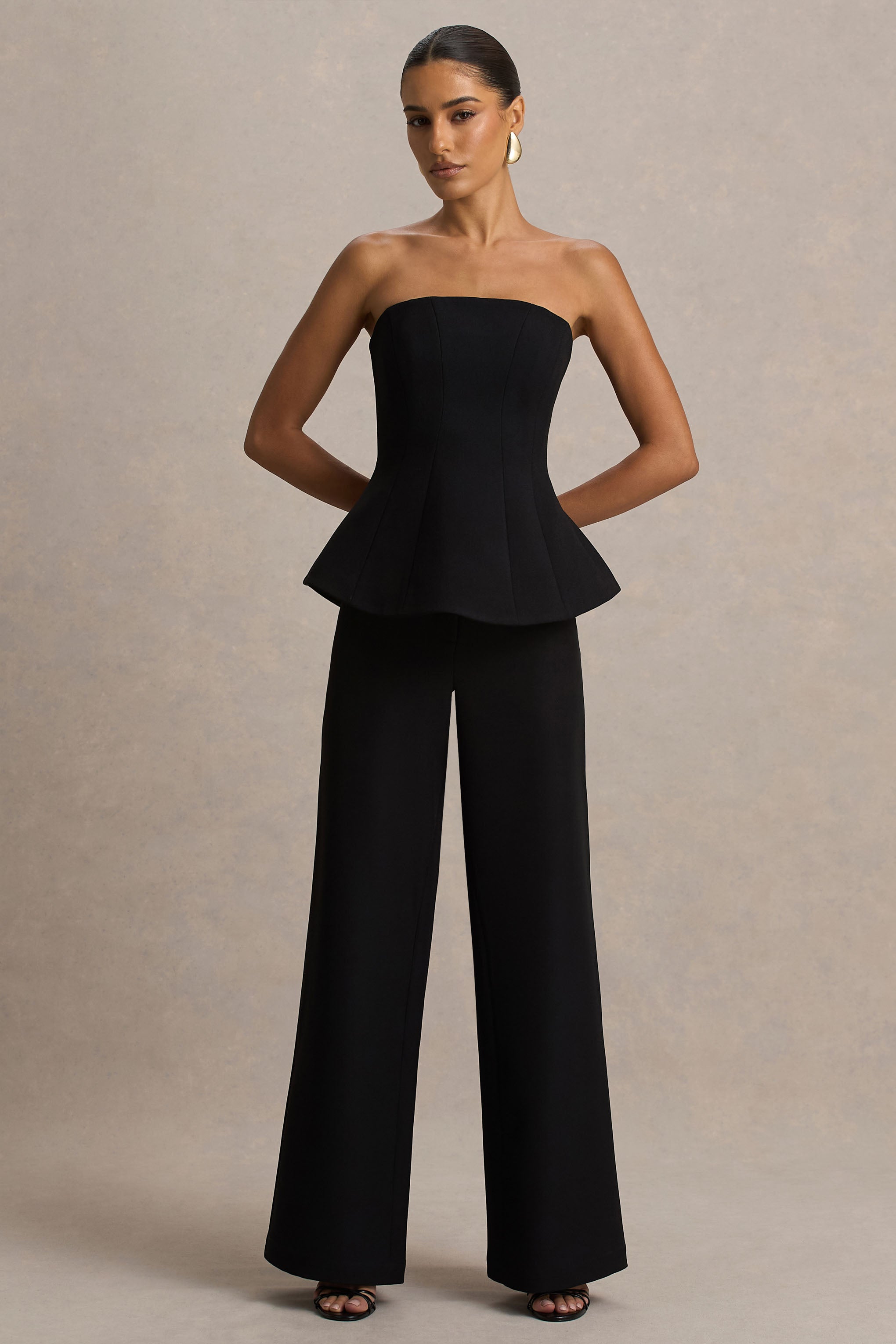 Silvia | Black Straight-Leg Trousers