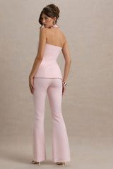 Carina | Pink Flared-Leg Tailored Trousers