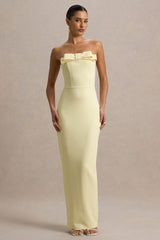 Hallie | Lemon Bandeau Maxi Dress With Bow Detail