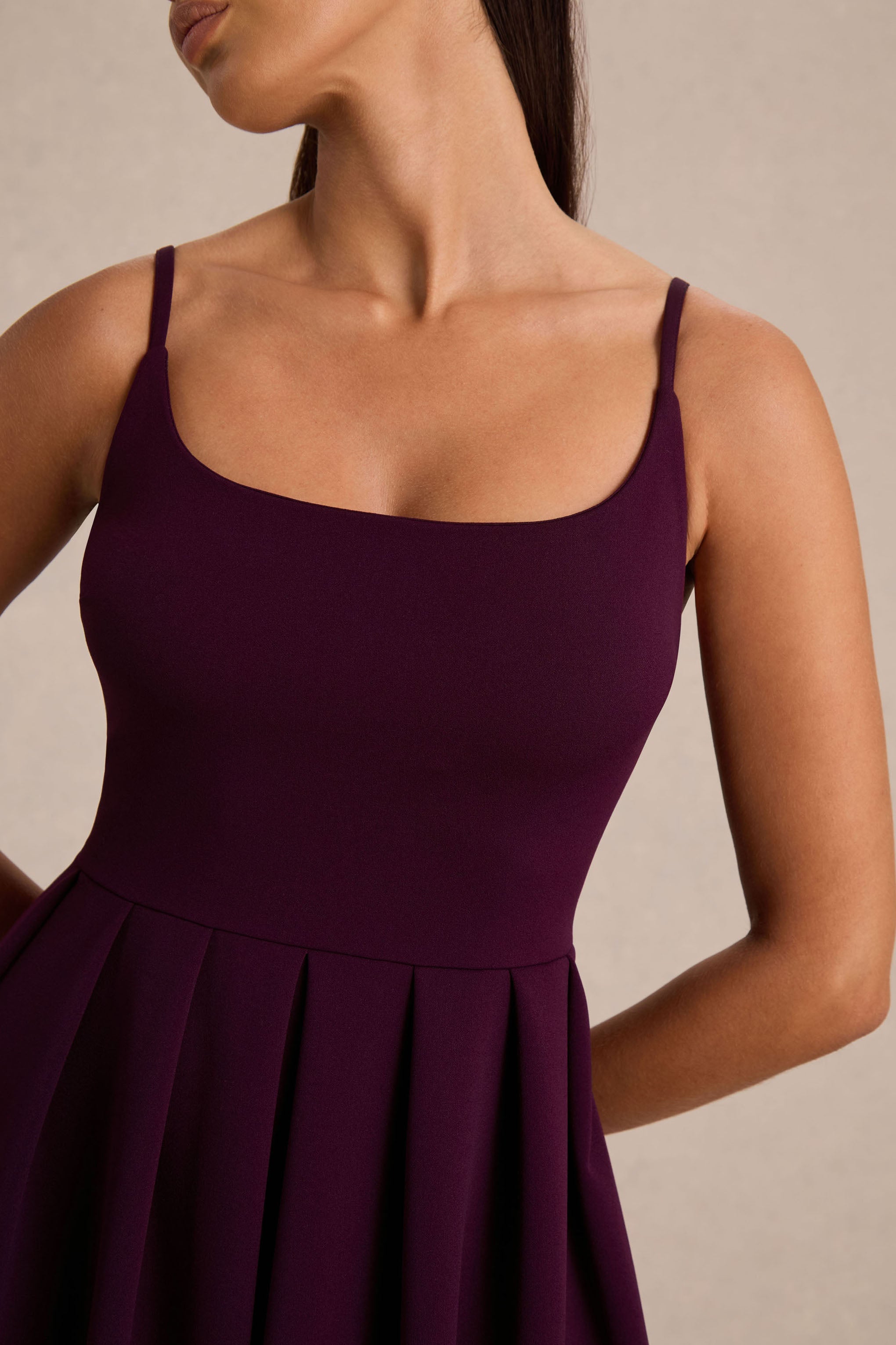 Jamila | Plum Scoop-Neck Midi Dress