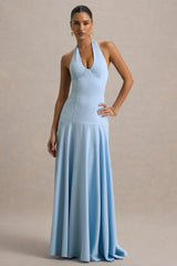 Ginevra | Powder Blue Halter-Neck Slip Maxi Dress