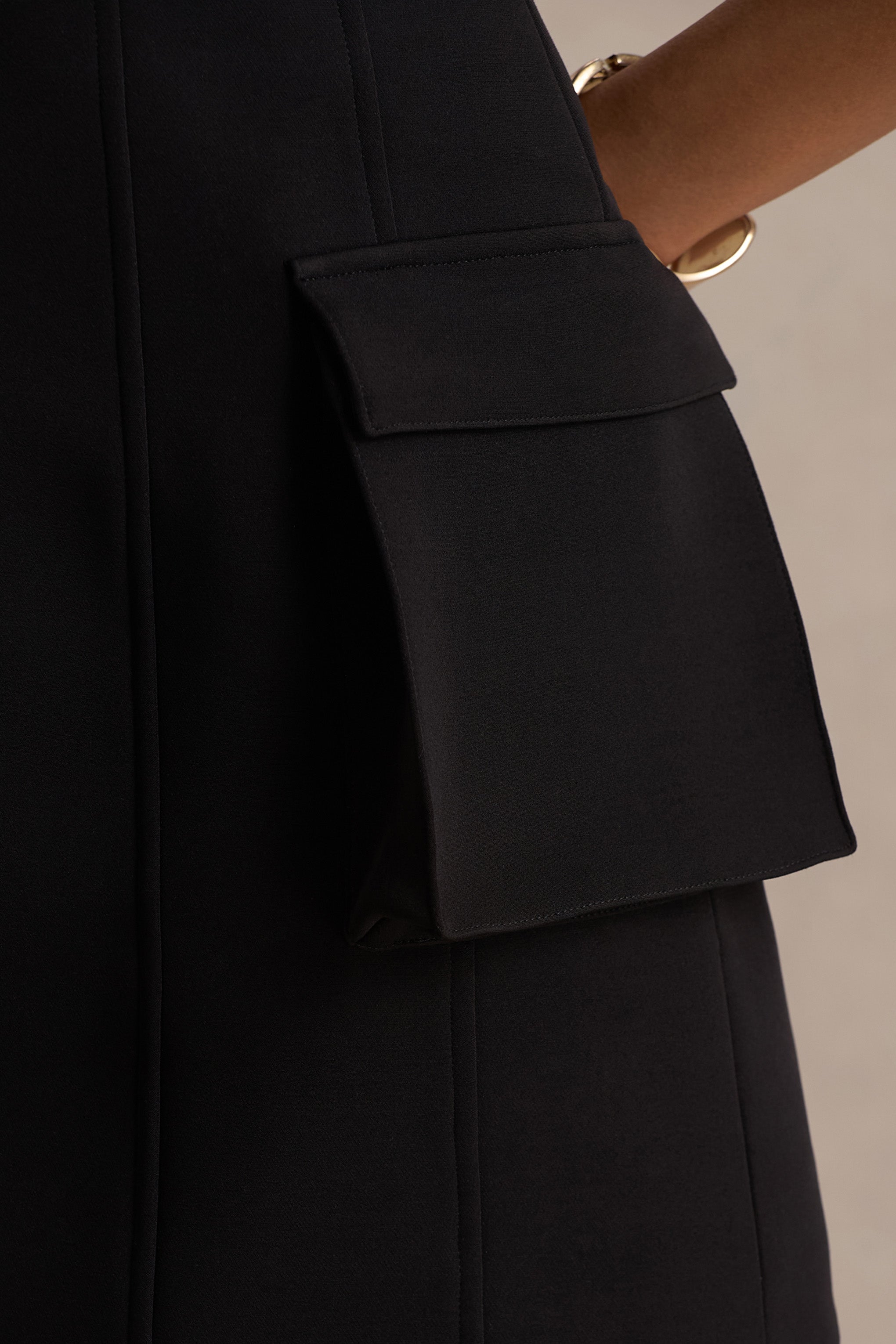 Mollie | Black Square-Neck Tailored Micro Mini Dress