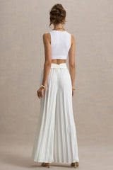 Eclipse | Cream Pleated Wide-Leg Trousers