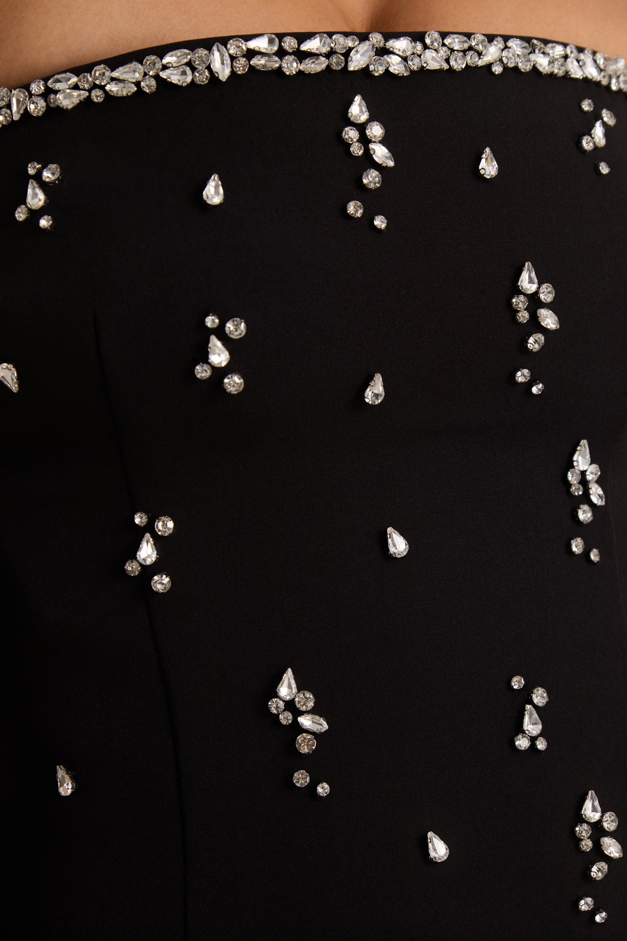 Rominia | Black Bandeau Hand-Embellished Maxi Dress