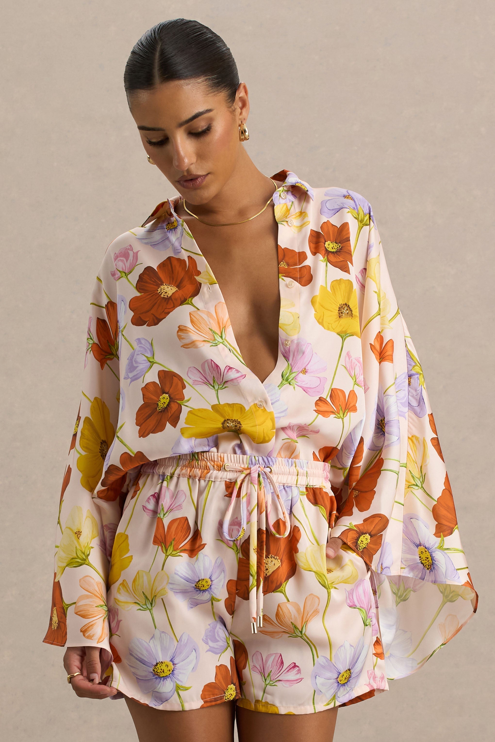Lolite | Bright Floral Print Long-Sleeve Shirt