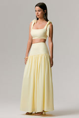 Reminiscent | Lemon Ruched Maxi Skirt