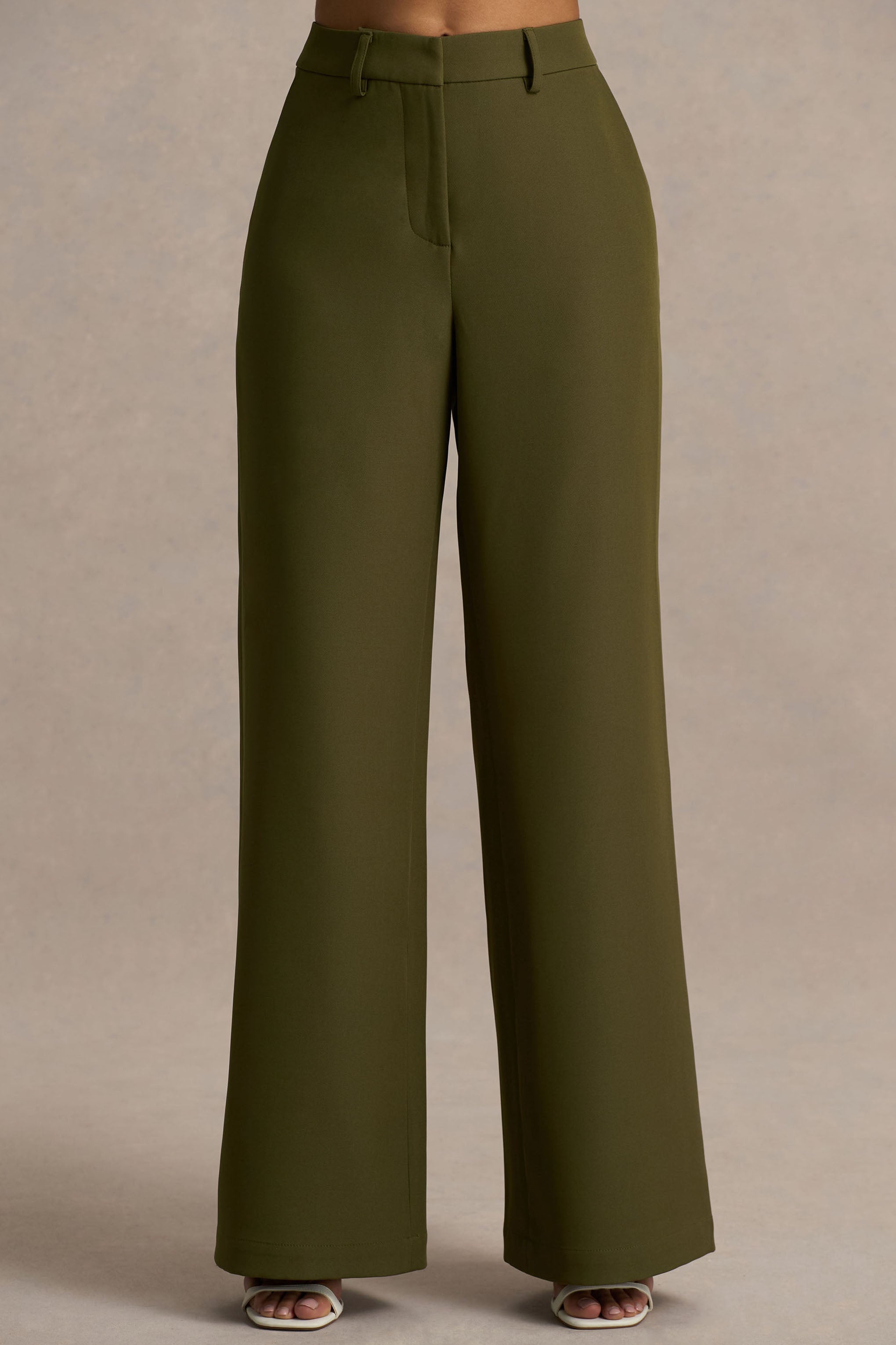 Silvia | Olive Straight-Leg Trousers