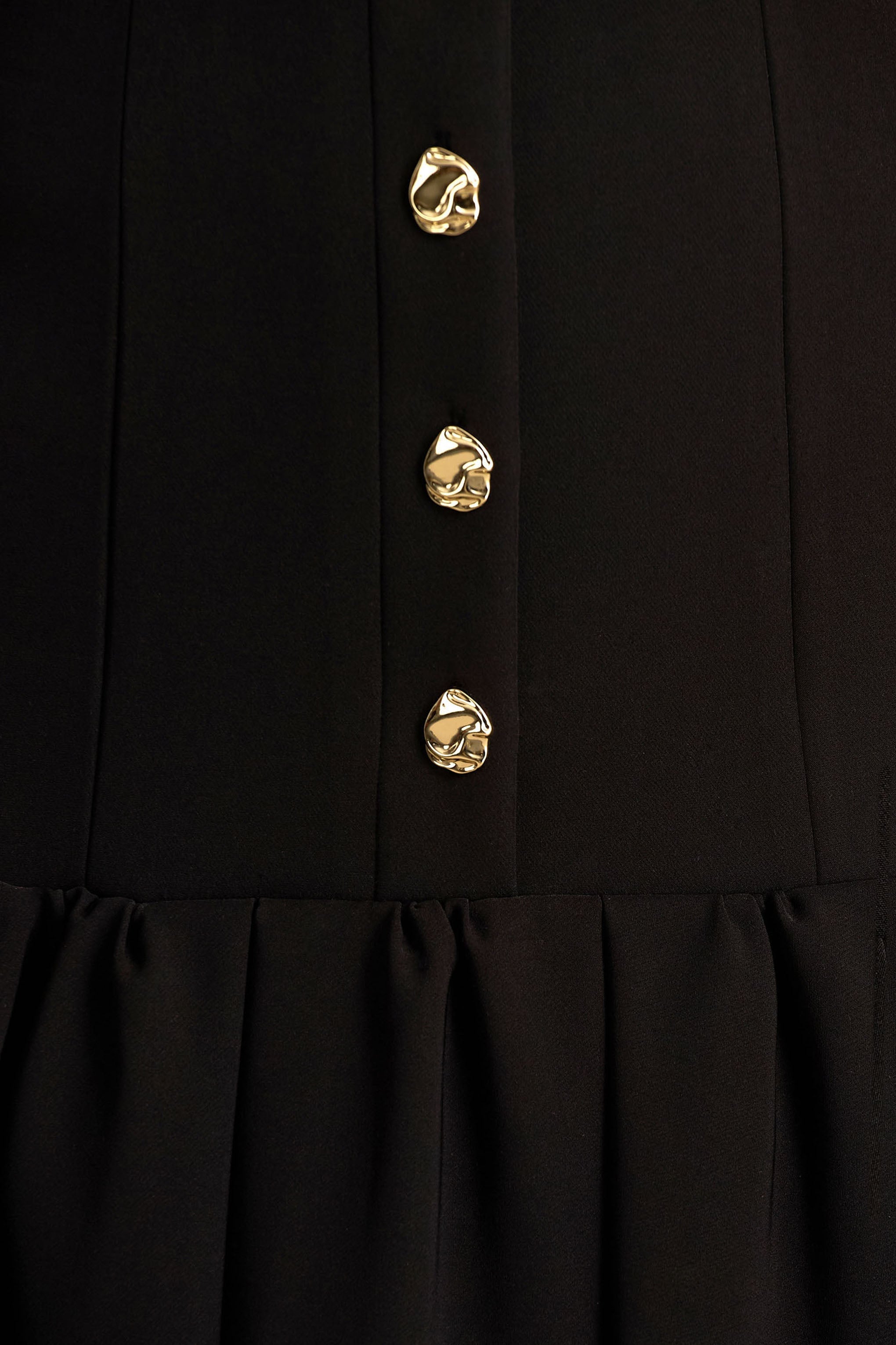 Briella | Black Bandeau Midi Dress With Gold-Button Detailing