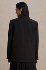 Katherine | Black Plunge-Neck Tailored Blazer