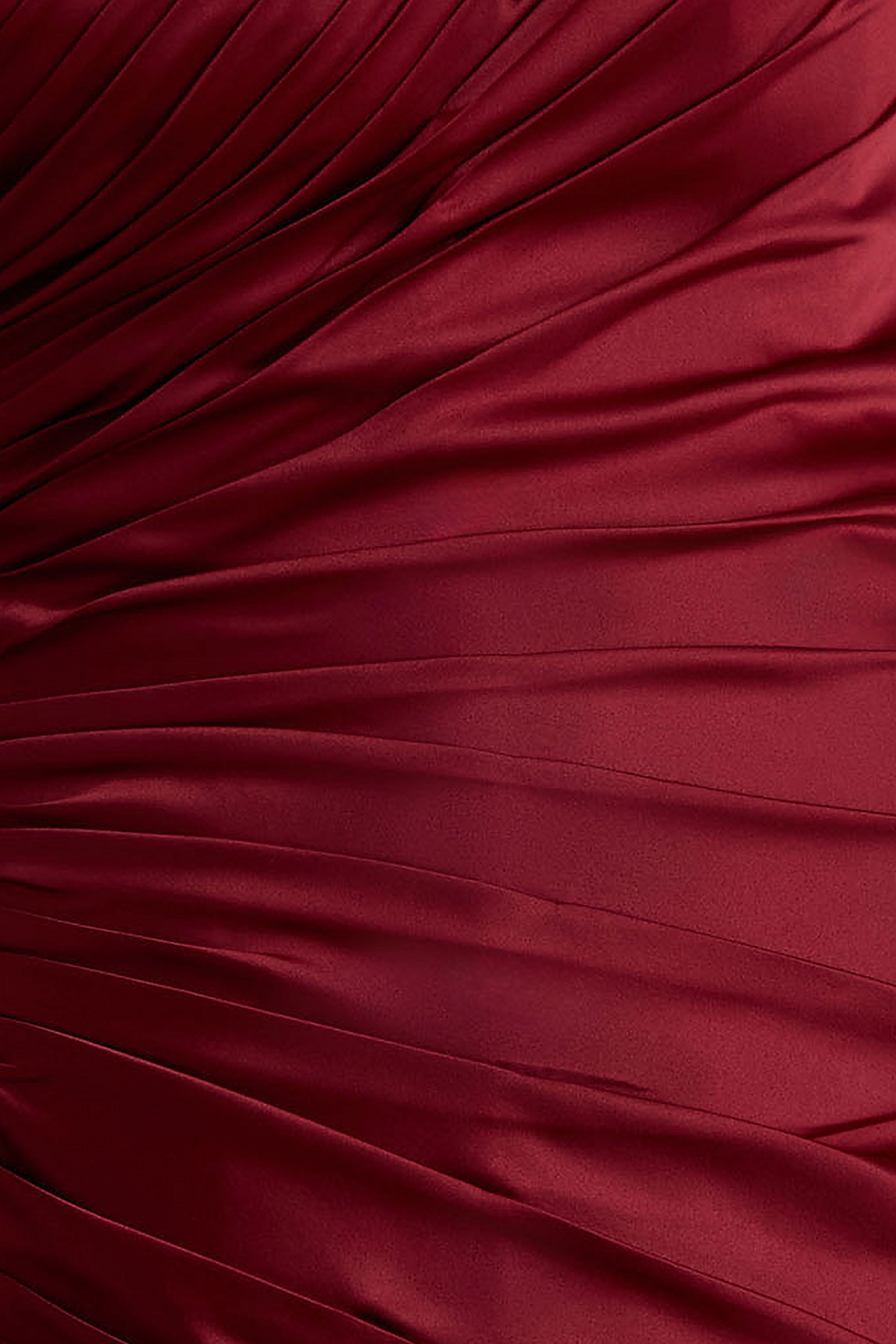 Milia | Burgundy Satin Hand-Embellished Strapless Corset Maxi Dress