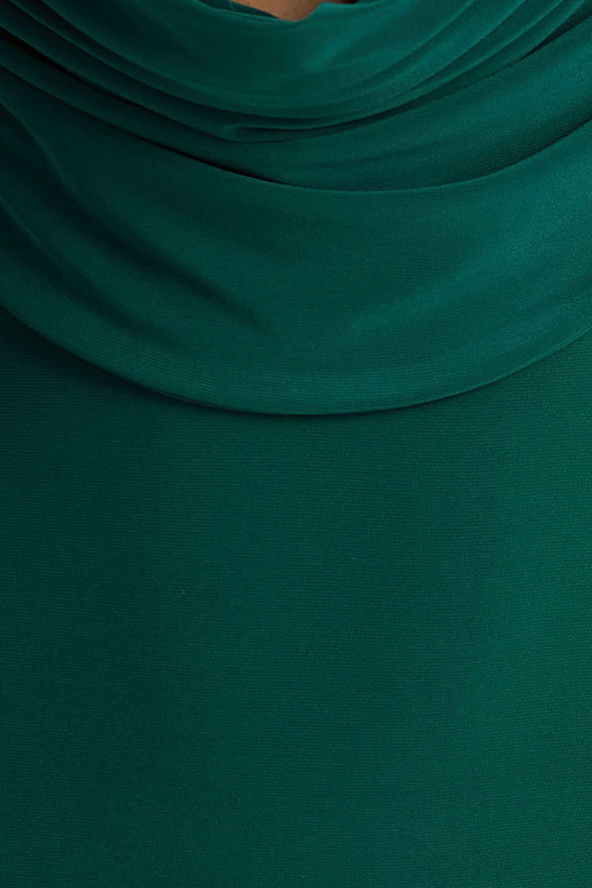 Kaylee | Bottle Green Cowl-Neck Maxi Dress With Draping Details
