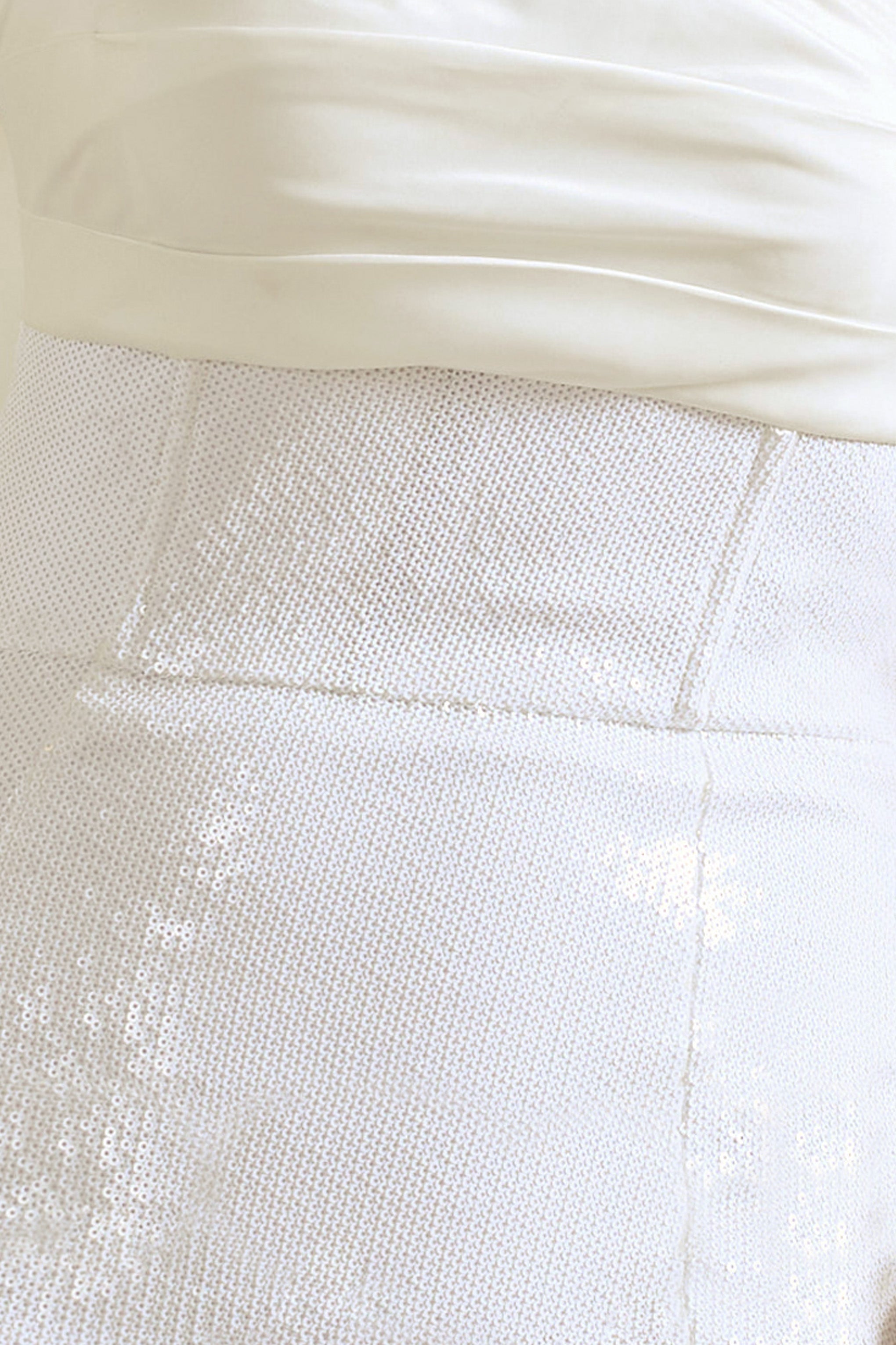 To You | White Sequin Bandeau Split Maxi Dress With Oversized Bow