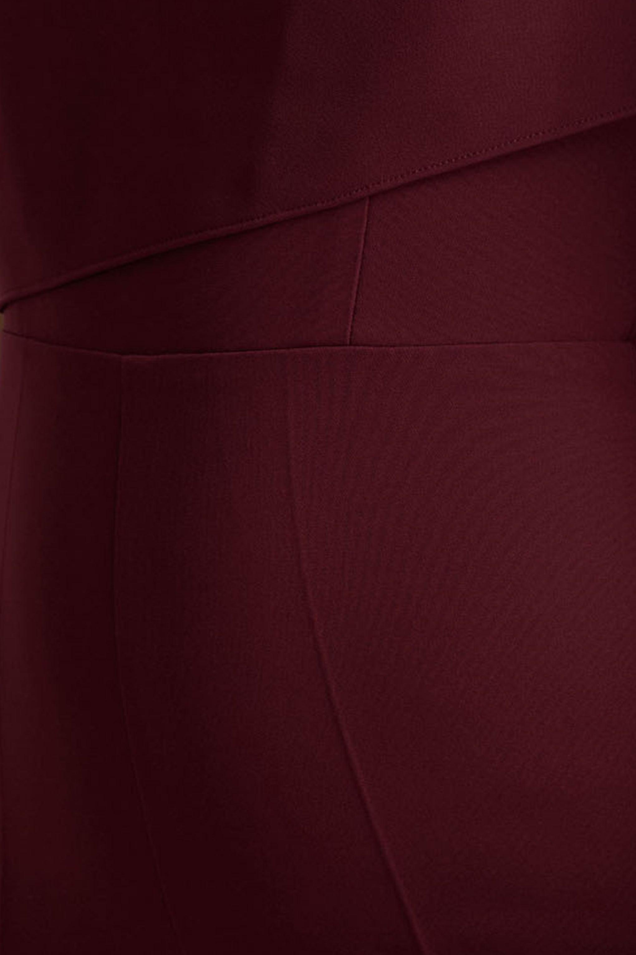 Sorenia | Burgundy High-Neck Jumpsuit With One-Cape Sleeve