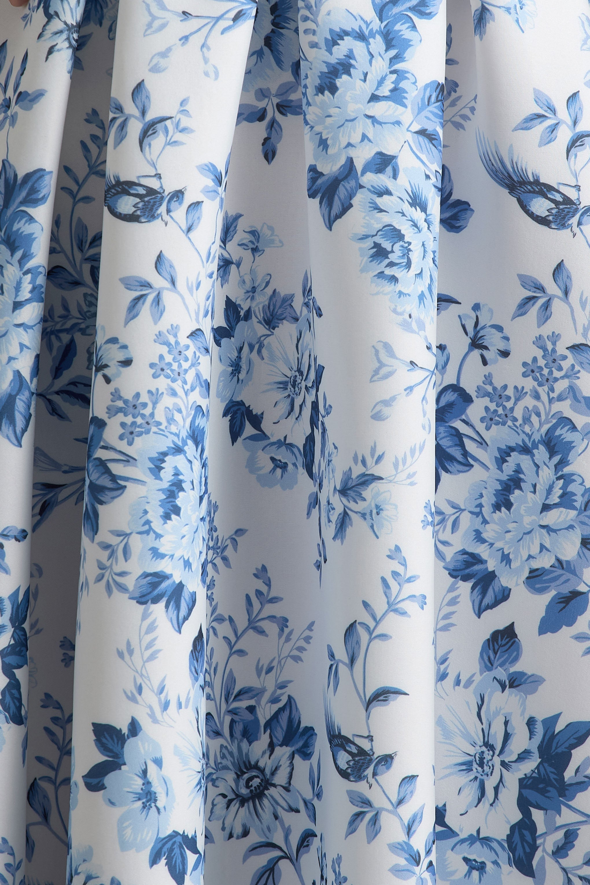 Alaina | Blue Porcelain Print Bandeau Midi Dress With Volume Skirt