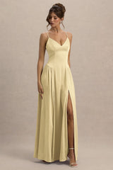 Jonas | Lemon Plunge-Neck Maxi Dress With Cami Straps