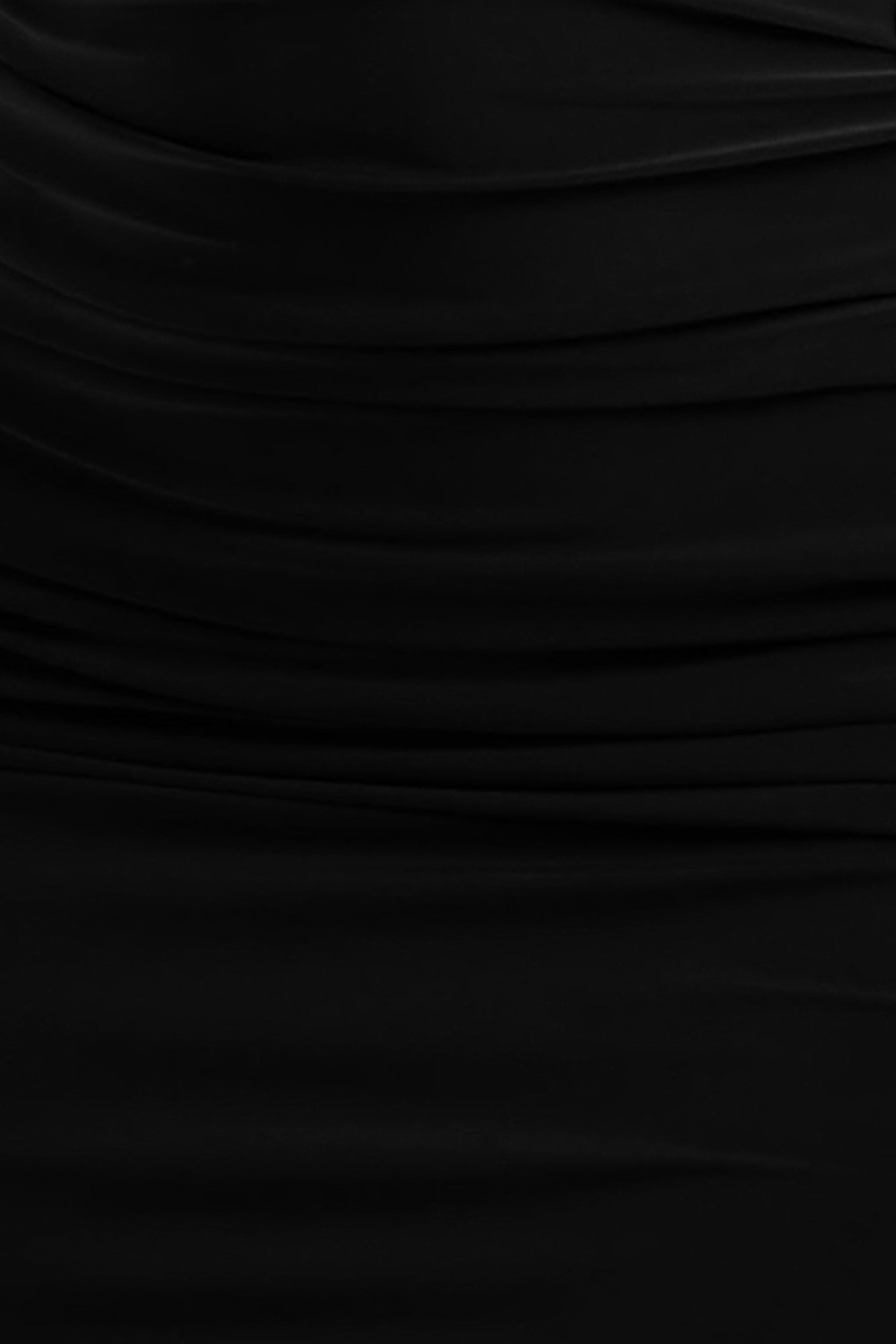 Dalarie | Black One-Shoulder Gathered Maxi Dress