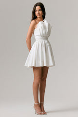 Distinguished | White Asymmetric Ruffled Mini Dress