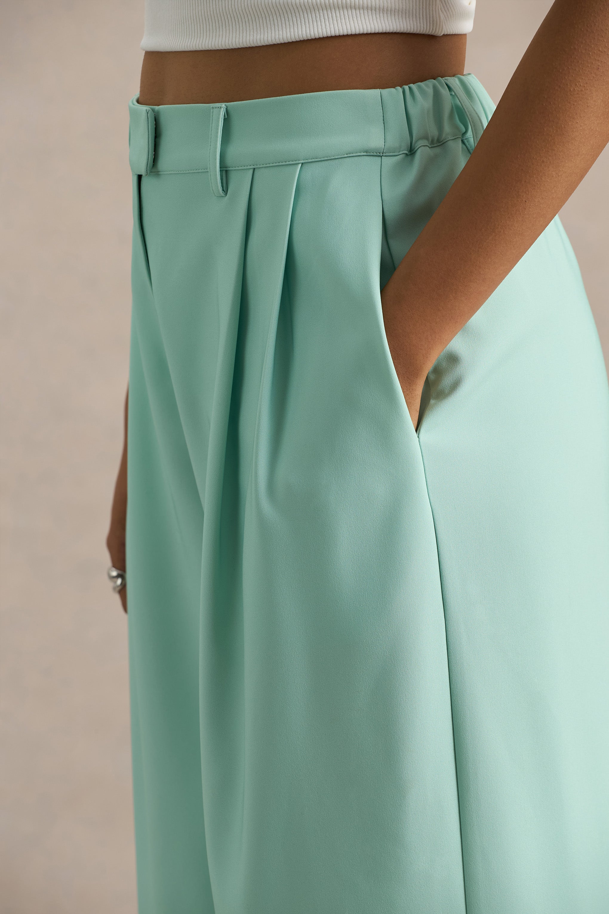 Safia | Emerald Ombre Satin Wide-Leg