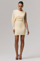 Delia | Pale Lemon One-Sleeve Mini Dress