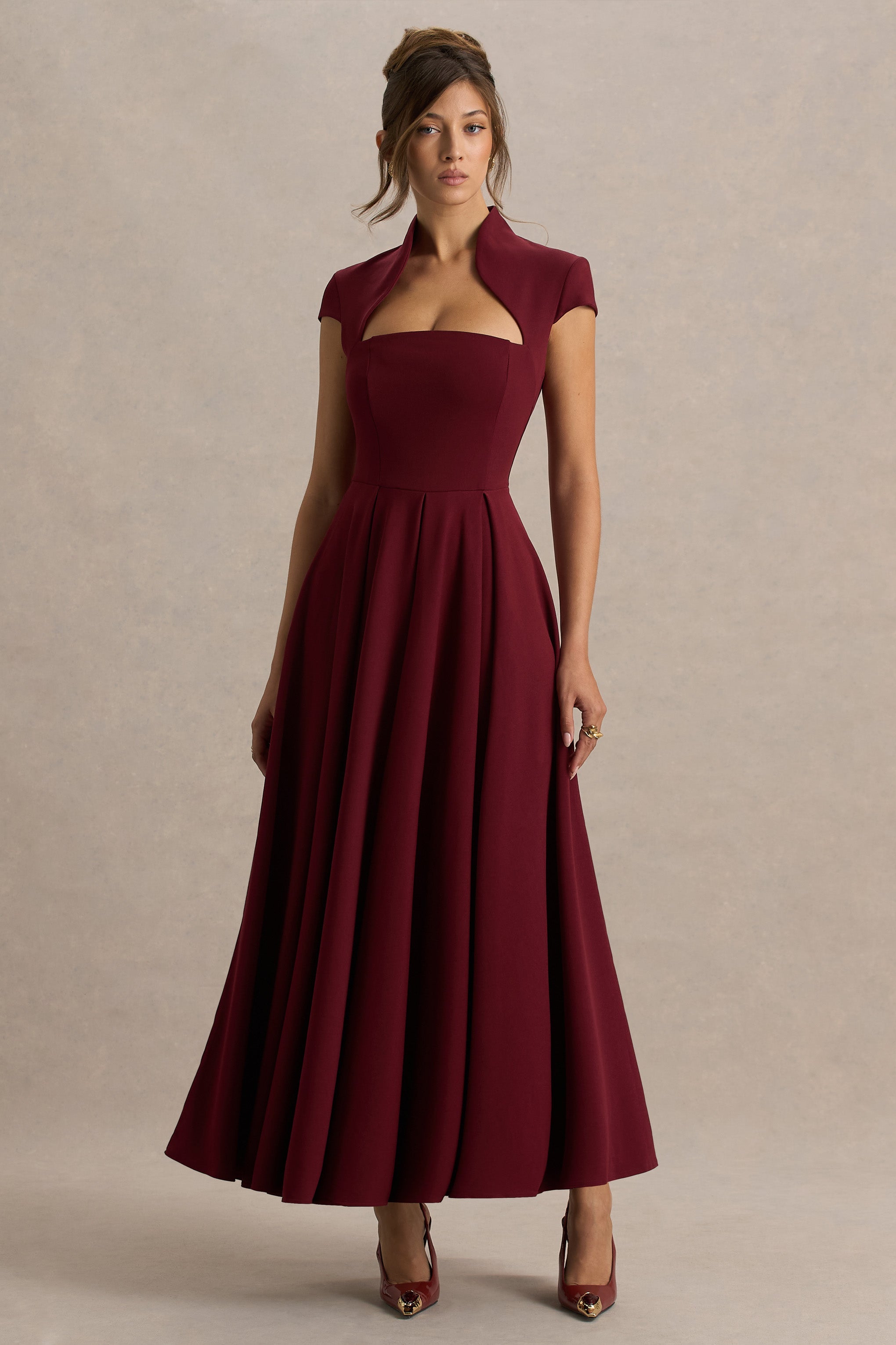 Scarlett | Burgundy Square-Neck Maxi Dress