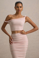 Ariel | Light Pink Twisted Asymmetric Crop Top