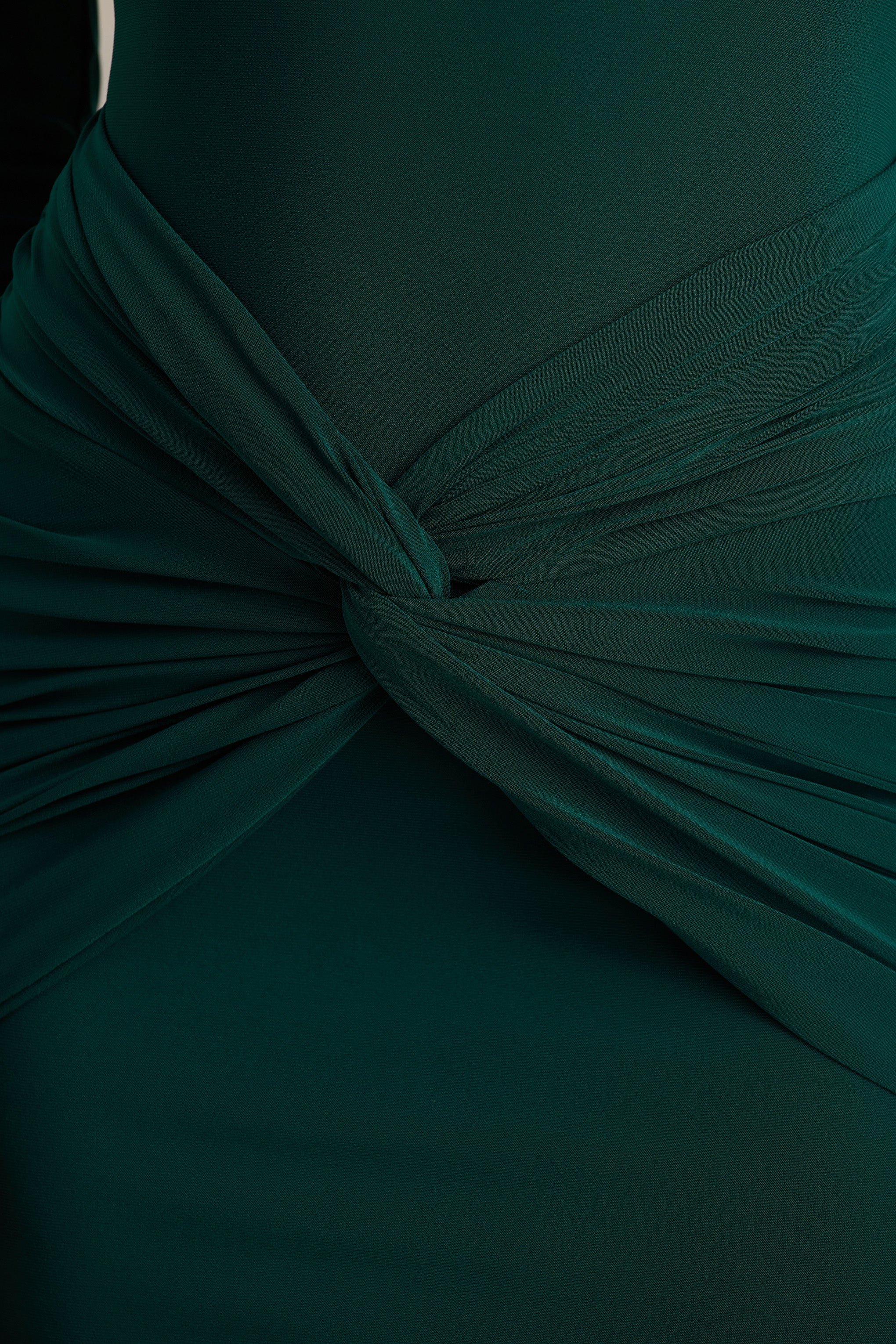 Alula | Bottle Green High-Neck Maxi Dress With Twist Detail