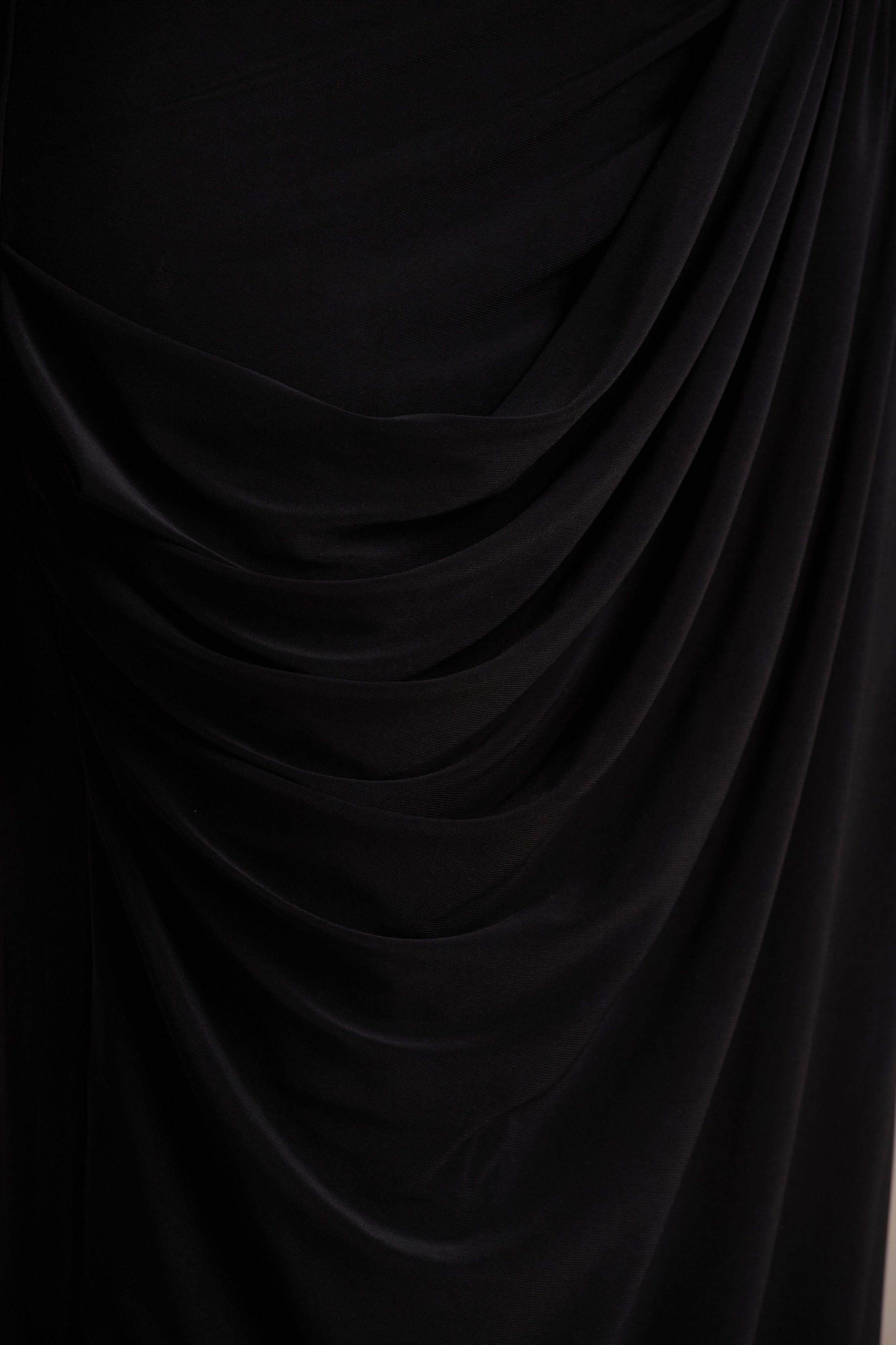 Avaline | Black Wrap Maxi Skirt With Ruched Detailing