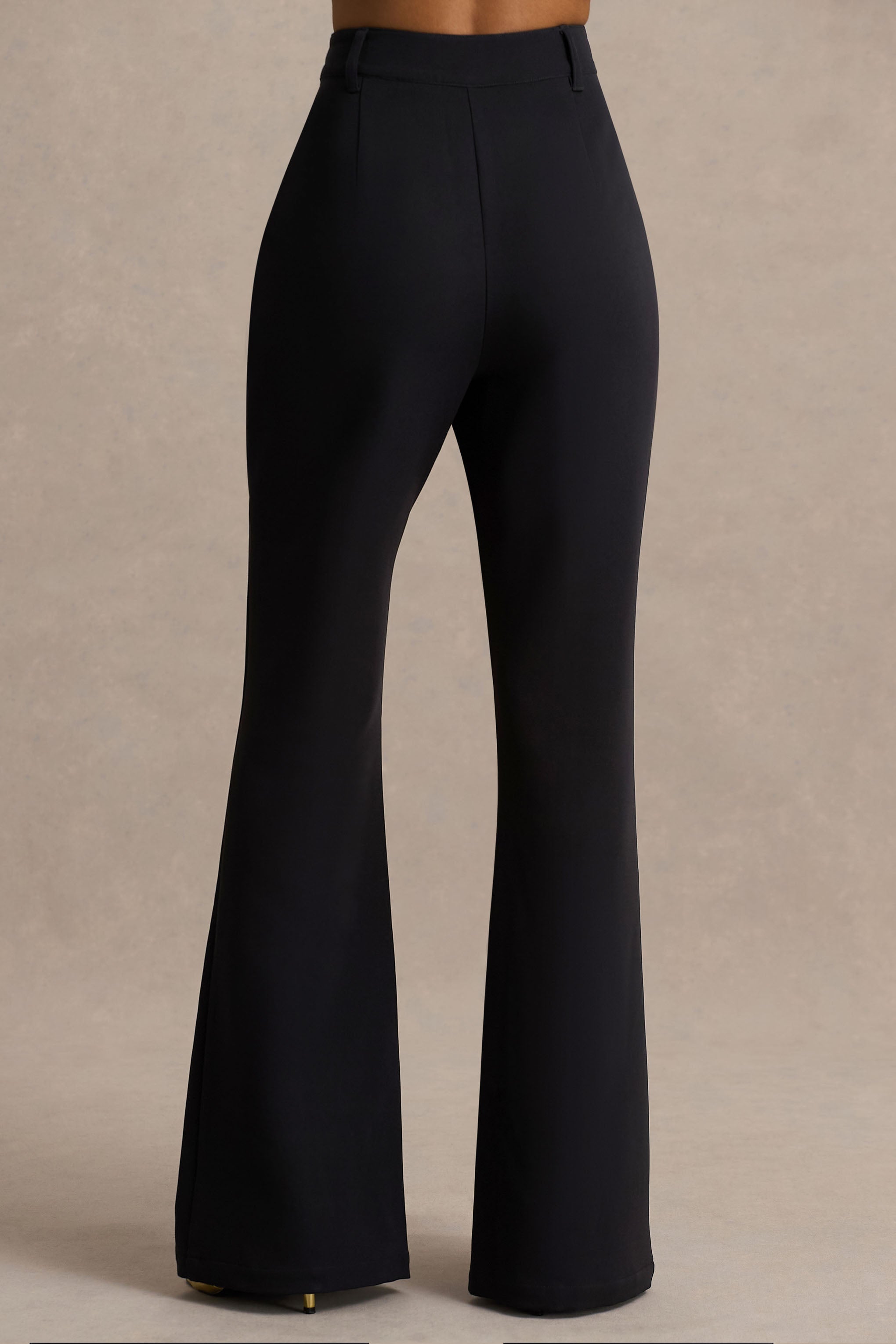 Carina | Black Flared-Leg Tailored Trousers