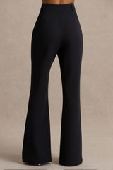 Carina | Black Flared-Leg Tailored Trousers