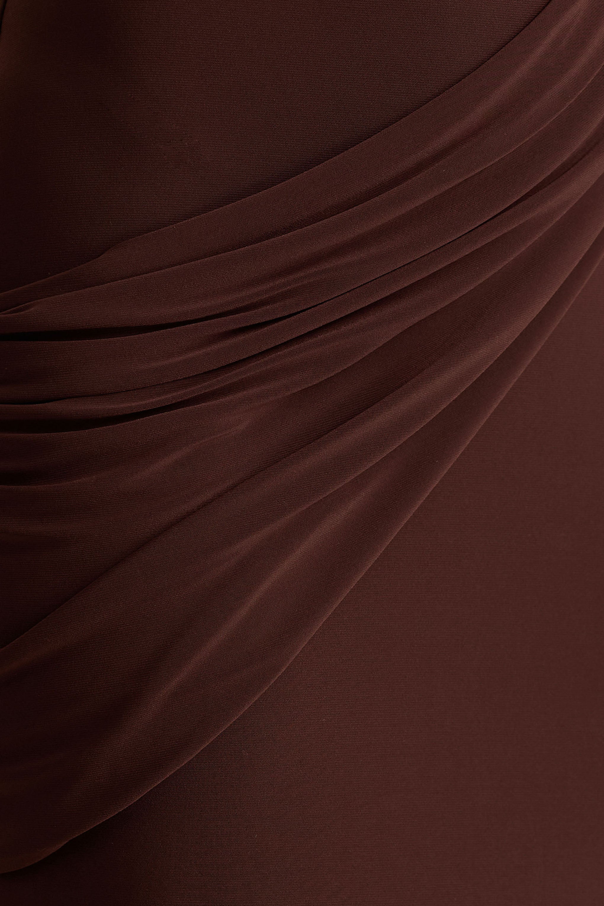 Tropic | Brown High-Neck Maxi With Long Cape Sleeve