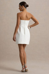 Bobbie | White Embellished Bandeau Mini Dress