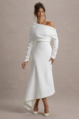 Lou | White One-Shoulder Asymmetric Maxi Dress