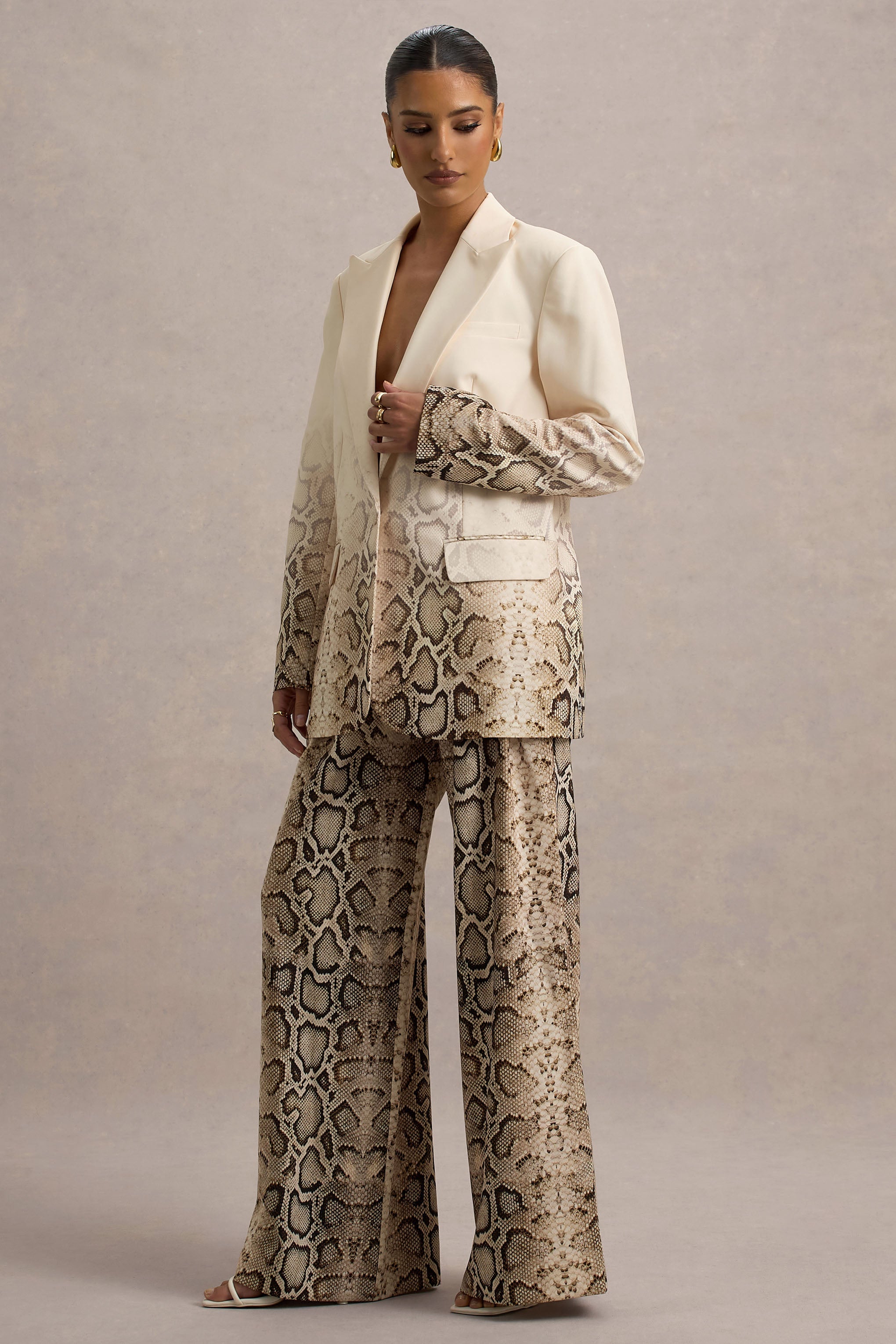 Shaniya | Snake Print Wide-Leg Trousers