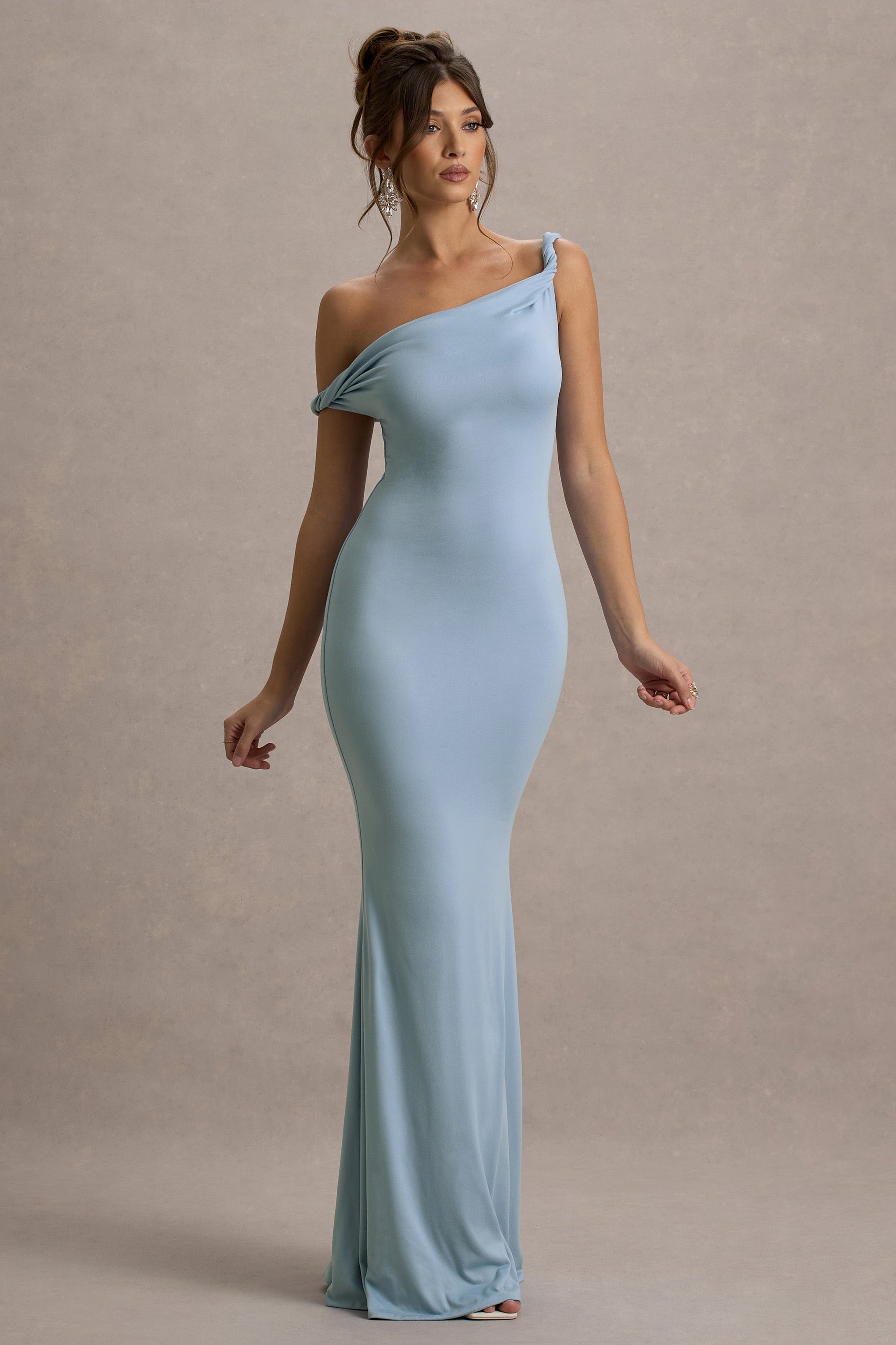 Lita | Powder Blue Twisted Asymmetric Maxi Dress
