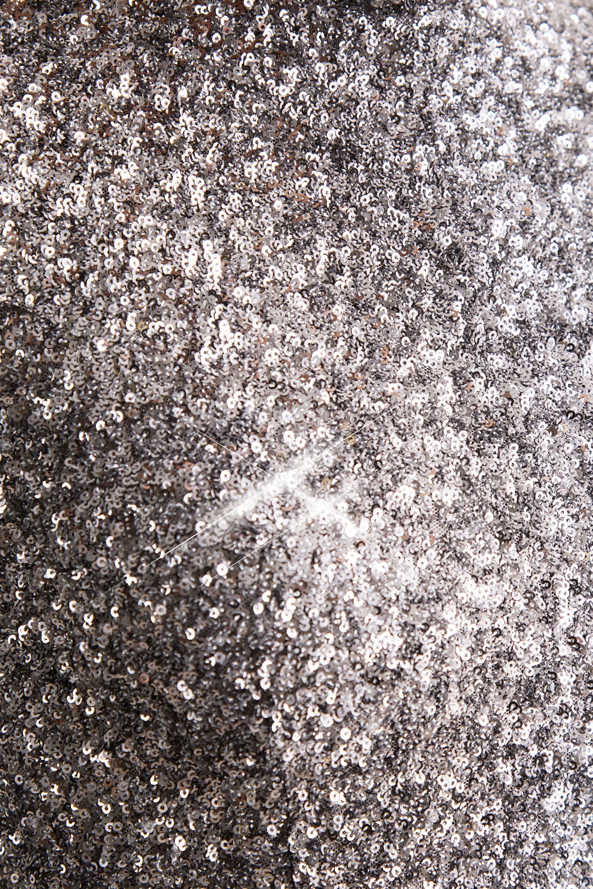 Galaxy | Silver Sequin Turtle-Neck Long-Sleeve Maxi Dress