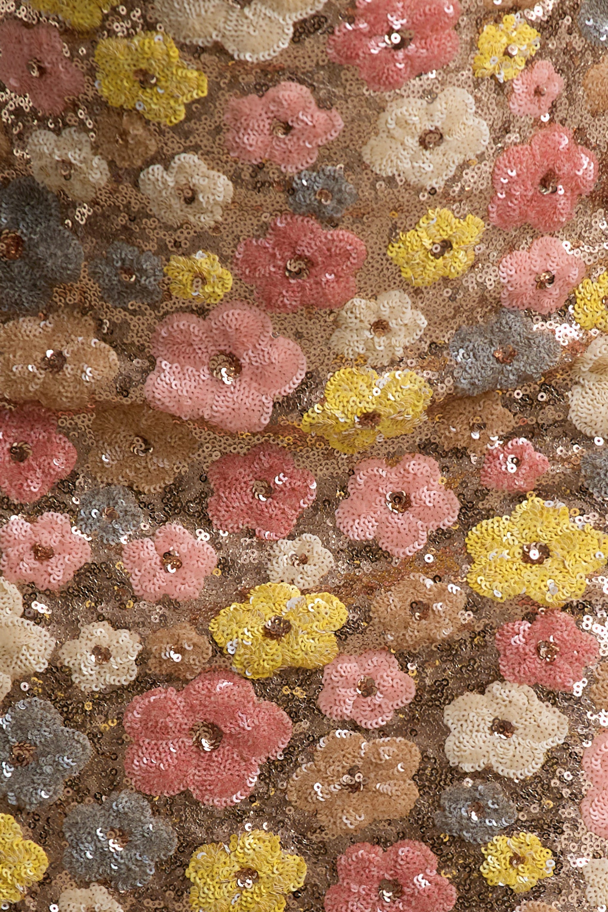 Vitora | Pastel Floral Print Embellished Sequin Square-Neck Maxi Dress