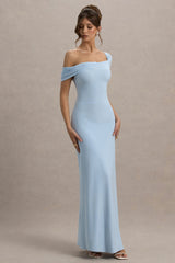 Amel | Powder Blue Asymmetric Maxi Dress