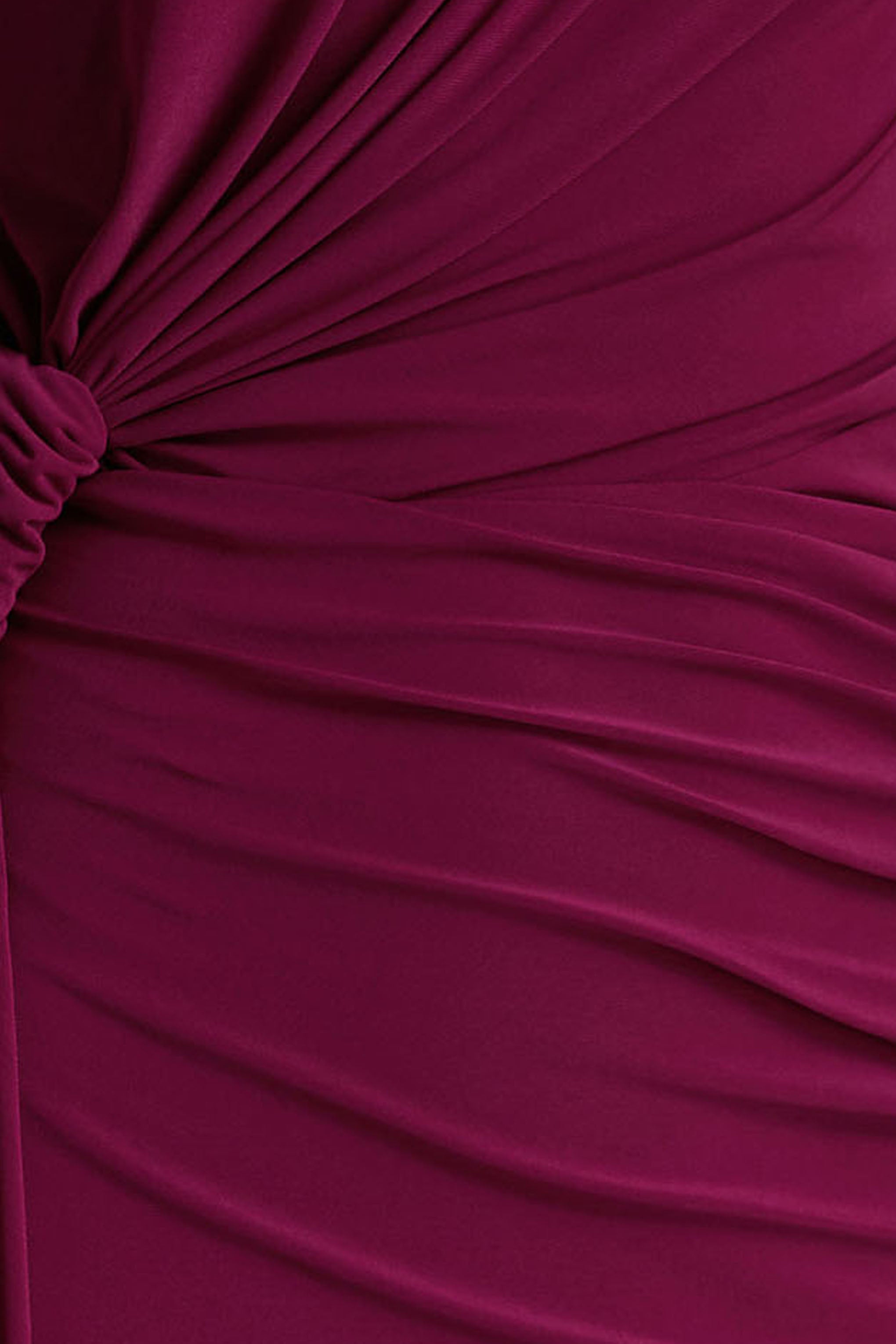 Solene | Burgundy High-Neck Maxi Dress With Wrap And Drape Detail