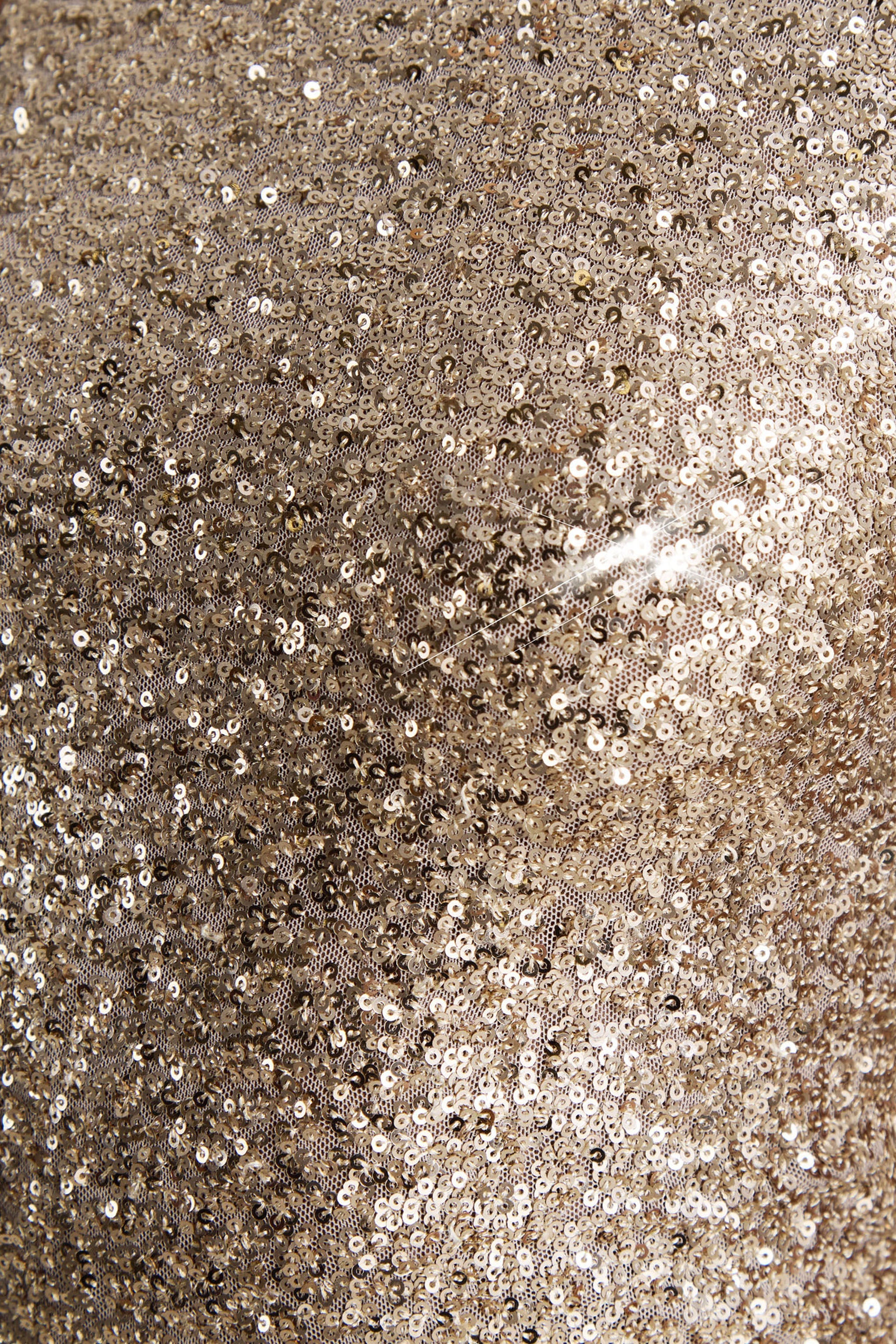 Tulia | Champagne Sequin High-Neck Maxi Dress