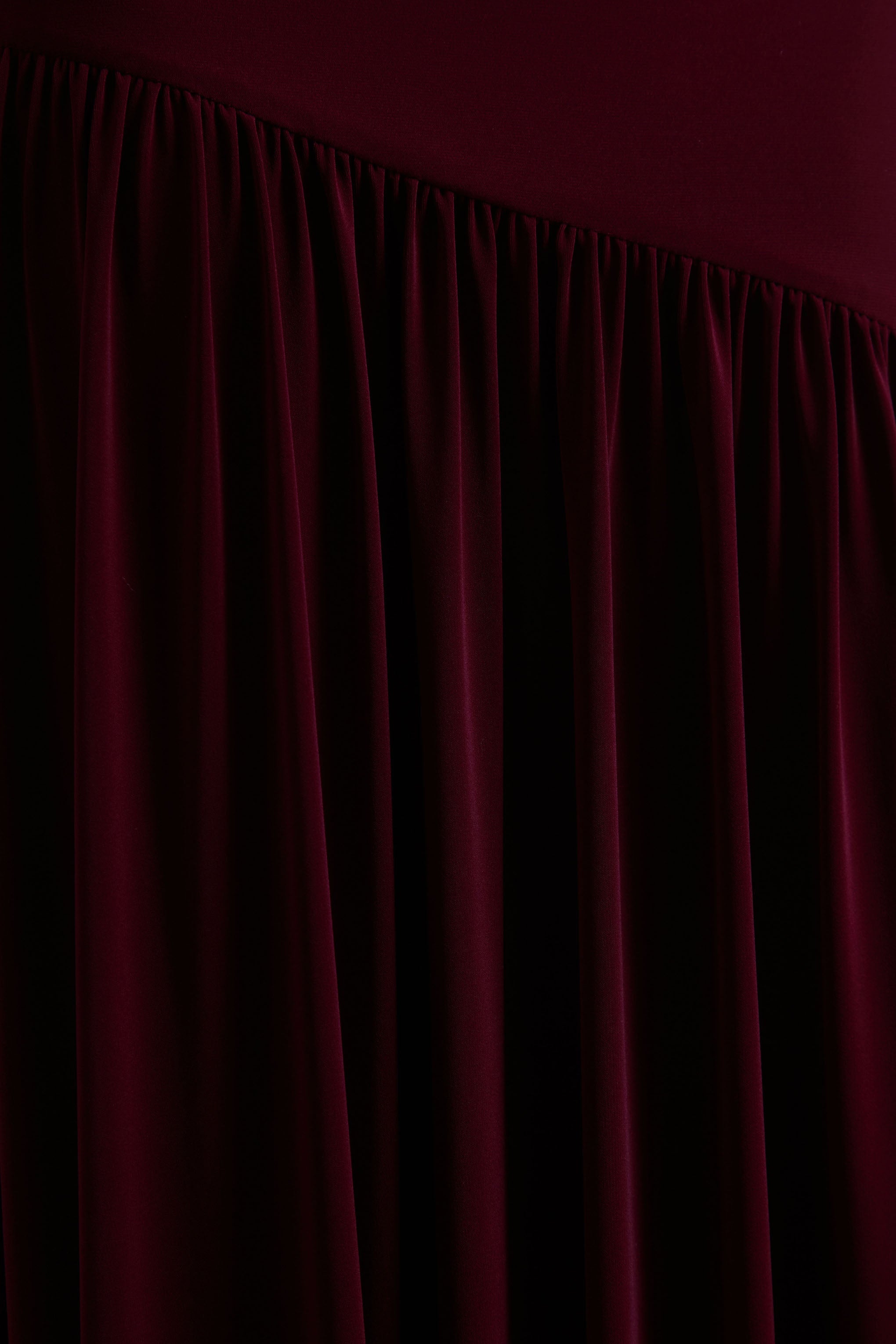 Venezia | Burgundy Bardot Maxi Dress With Drop-Waist