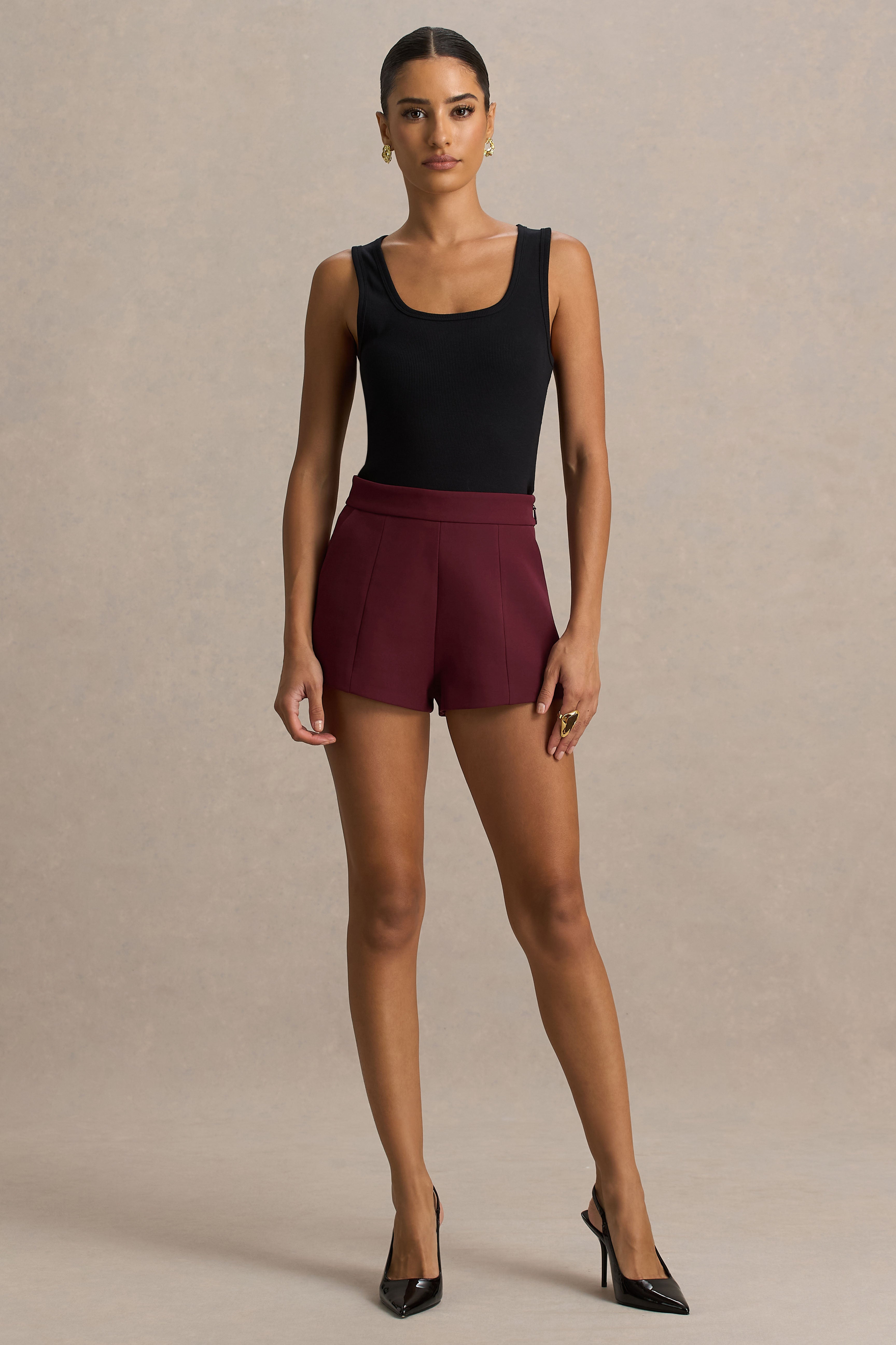 Lina | Burgundy Tailored Shorts