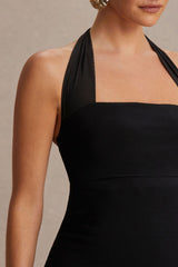 Avielle | Black Halter-Neck Maternity Maxi Dress